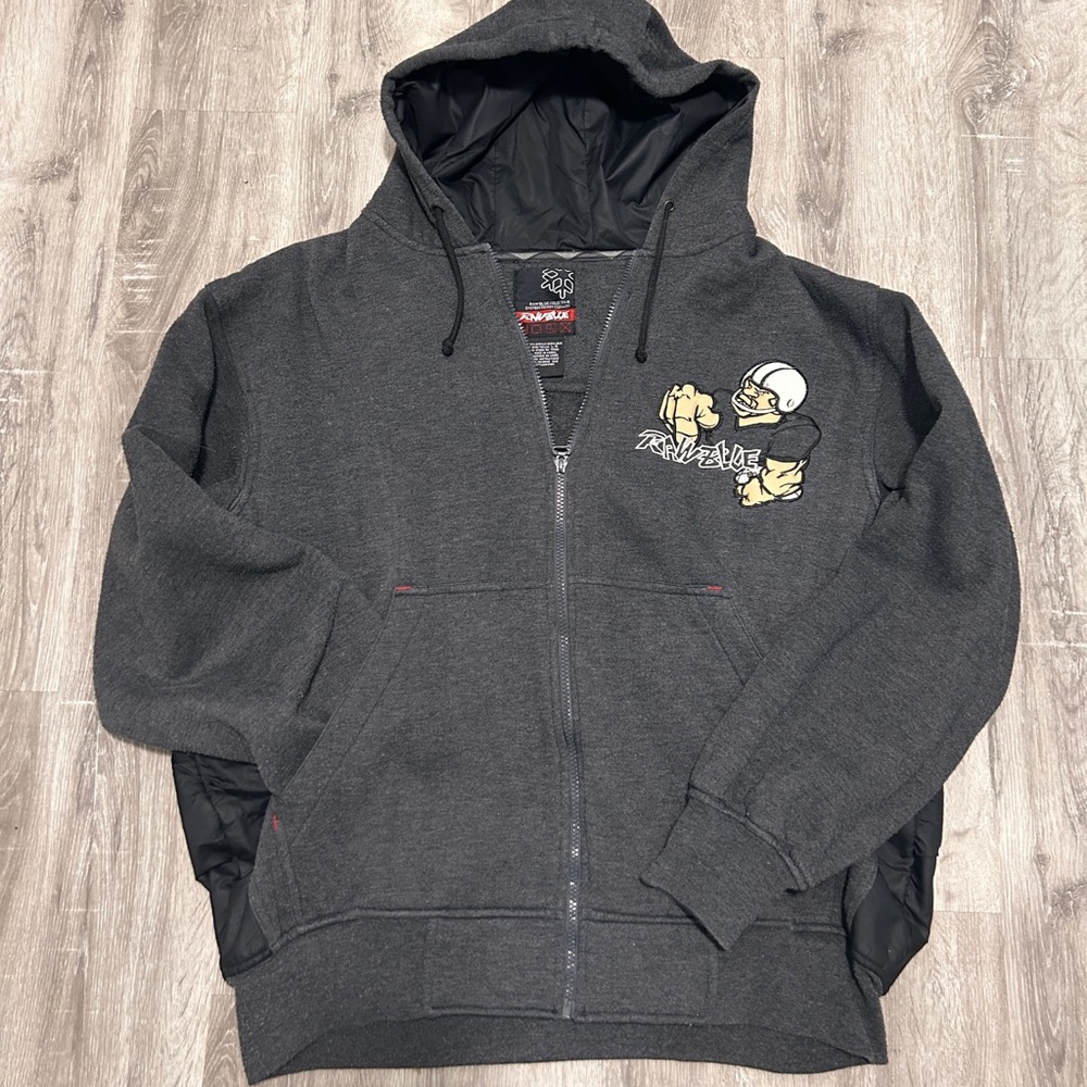 Y2K Raw Blue Collective System Dark Gray Embroidered Baggy Sweater Men’s Large